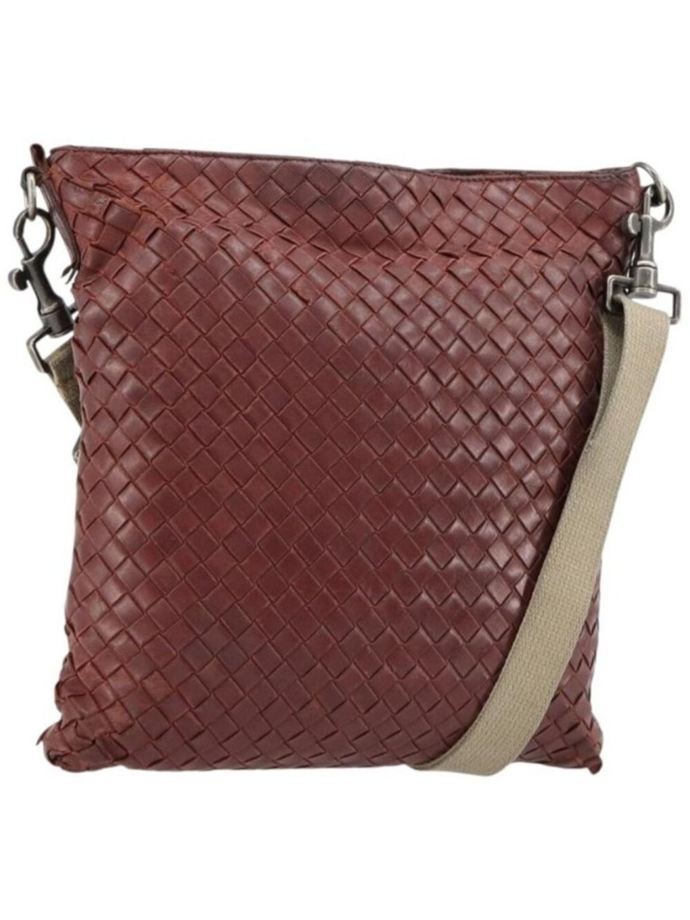 Authentic BOTTEGA VENETA INTRECCIATO Bag Leather Bordeaux Silver 276357